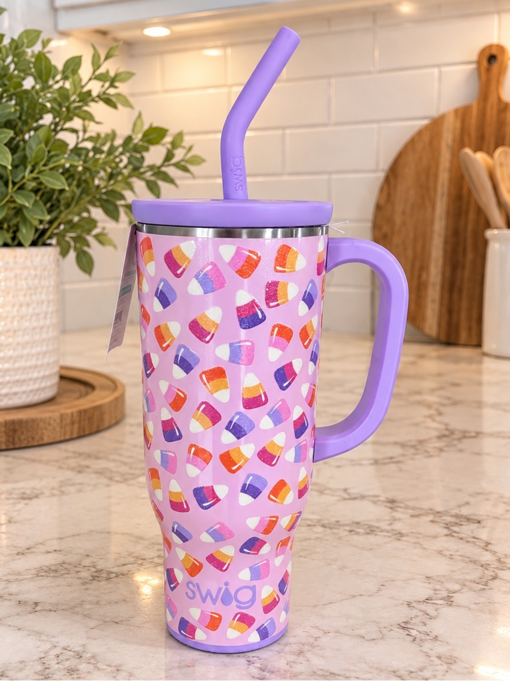 Swig Life 30oz Mega Mug Halloween Candy Corn GLOW IN THE DARK NWT Purple